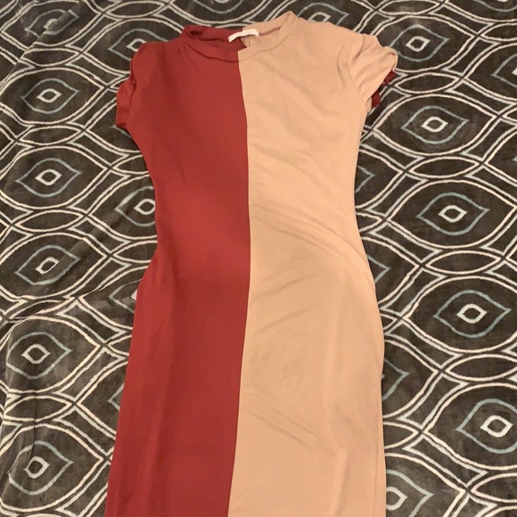 WinWin Dresses & Skirts - Two tone pink and red tshirt maxi bodycon dress